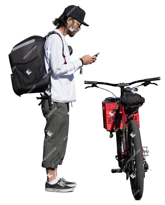 Man with a smartphone cycling cut out pictures (14235)