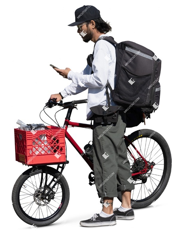 Man with a smartphone cycling cut out pictures (14233)