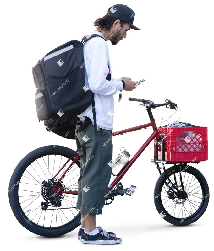 Man with a smartphone cycling people png (13533)