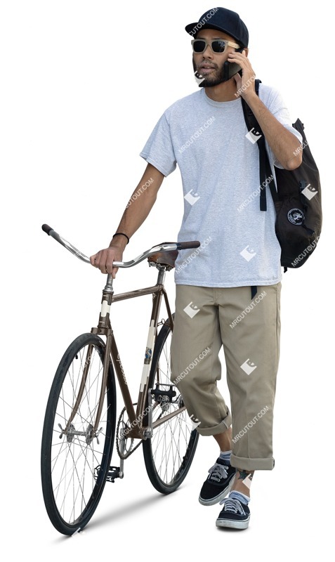 Man with a smartphone cycling people png (14449)