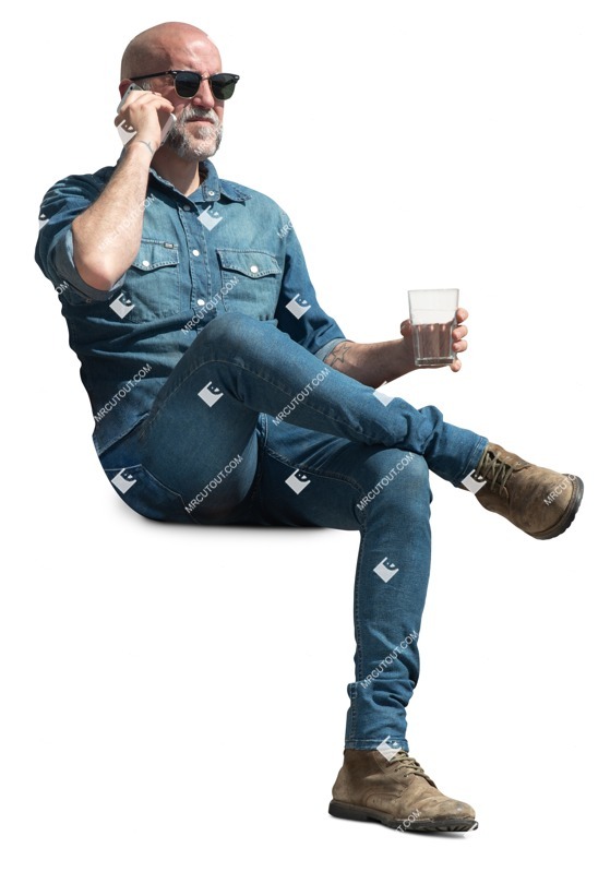 Man with a smartphone drinking png people (15411)