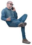 Man with a smartphone drinking  (11990) - miniature