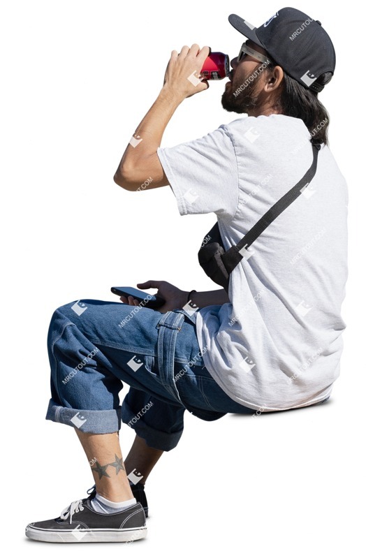 Man with a smartphone drinking human png (14836)