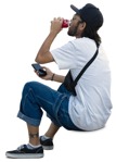 Man with a smartphone drinking  (14378) - miniature