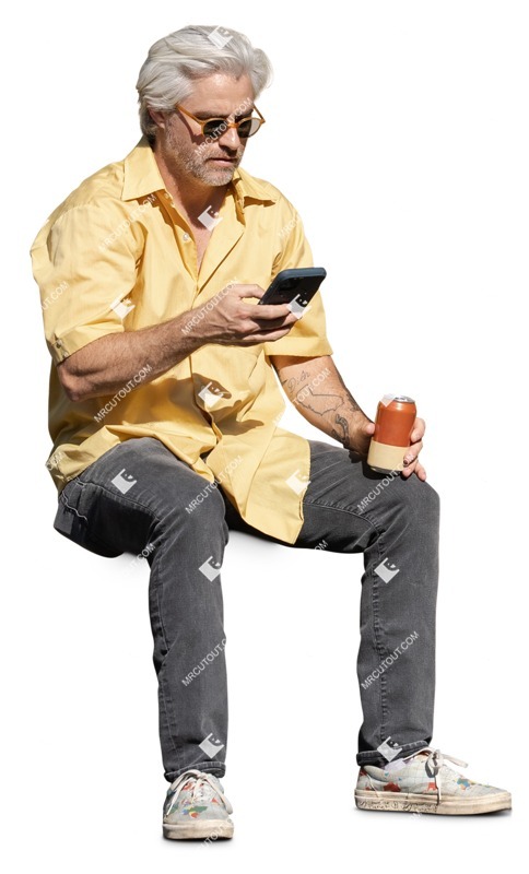 Man with a smartphone drinking person png (16752)