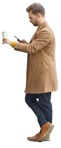 Man with a smartphone drinking coffee people png (9735) | MrCutout.com - miniature