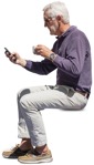 Man with a smartphone drinking coffee png people (12349) - miniature