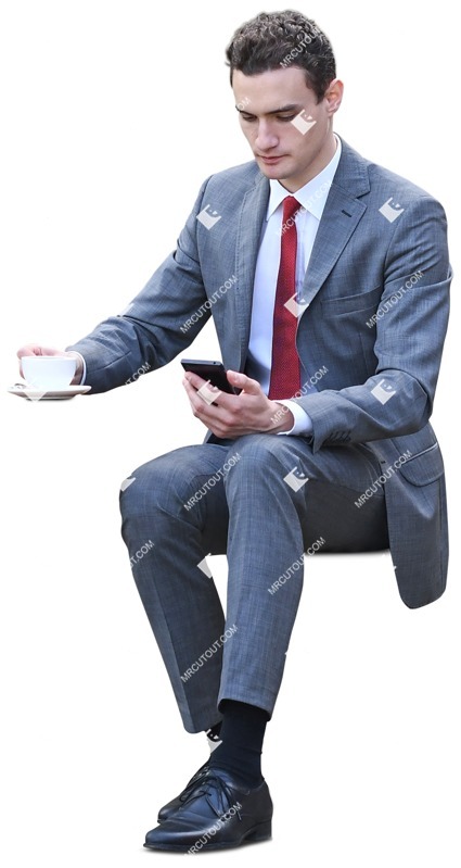 Man with a smartphone drinking coffee png people (12114)