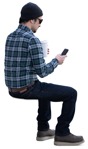 Man with a smartphone drinking coffee human png (14540) | MrCutout.com - miniature