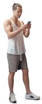 Man with a smartphone exercising people png (7111) - miniature