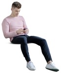 Man with a smartphone lying  (8621) - miniature