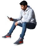 Cut out people - Man With A Smartphone Sitting 0006 | MrCutout.com - miniature