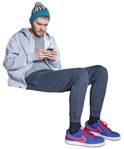 Man with a smartphone sitting people png (3418) - miniature