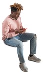 Man with a smartphone sitting human png (5741) - miniature