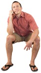 Man with a smartphone sitting person png (2314) - miniature