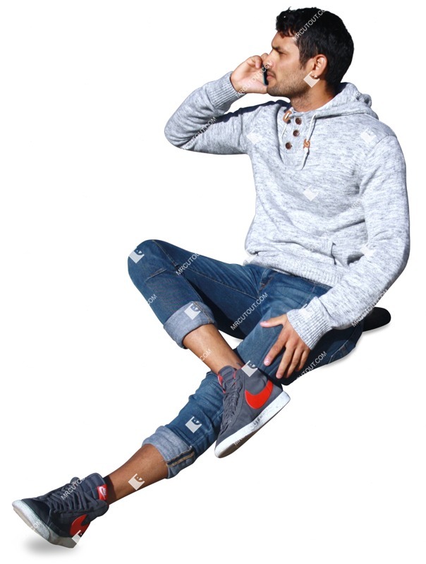 Man with a smartphone sitting human png (2085)