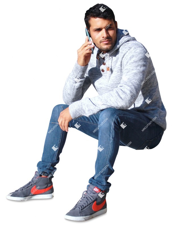 Man with a smartphone sitting human png (2086)