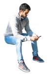 Cut out people - Man With A Smartphone Sitting 0020 | MrCutout.com - miniature