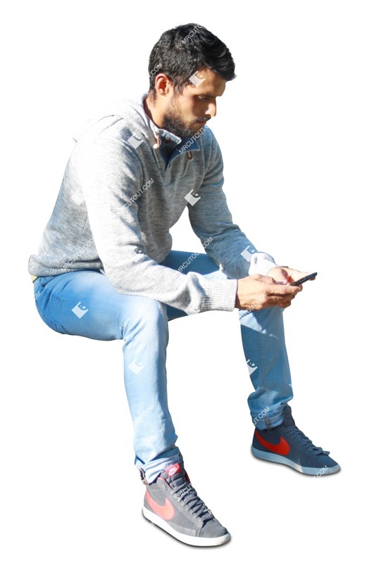 Man with a smartphone sitting people png (1659)
