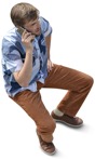 Man with a smartphone sitting people png (3321) - miniature