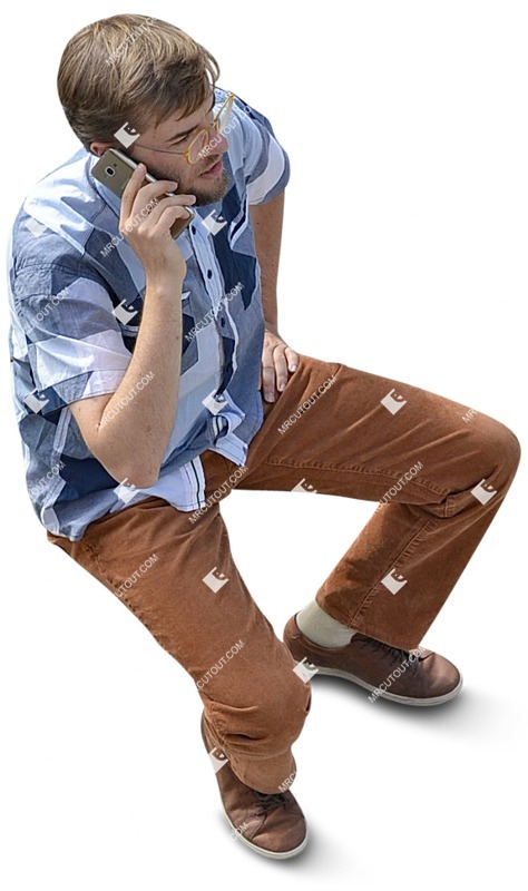 Man with a smartphone sitting people png (3457)