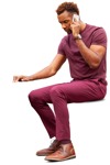 Man with a smartphone sitting people png (10123) - miniature