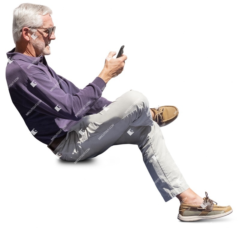 Man with a smartphone sitting png people (12974)