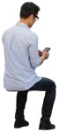 Man with a smartphone sitting people png (12414) | MrCutout.com - miniature