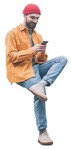Man with a smartphone sitting people png (12806) - miniature