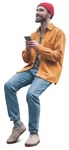 Man with a smartphone sitting people png (12809) | MrCutout.com - miniature