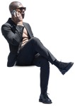 Man with a smartphone sitting photoshop people (12896) | MrCutout.com - miniature