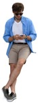 Man with a smartphone sitting human png (12939) - miniature