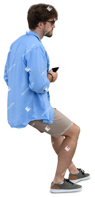 Man with a smartphone sitting human png (14156)