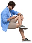 Man with a smartphone sitting human png (12944) - miniature