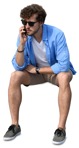 Man with a smartphone sitting png people (12946) - miniature