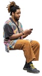 Man with a smartphone sitting human png (13042) | MrCutout.com - miniature