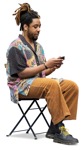 Man with a smartphone sitting people png (13123) | MrCutout.com - miniature