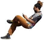 Man with a smartphone sitting people png (13133) - miniature