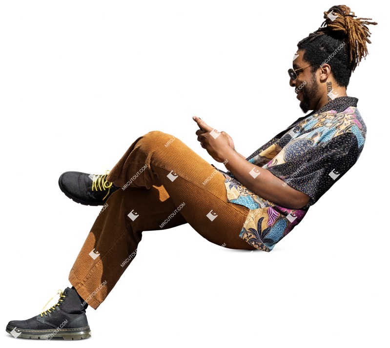 Man with a smartphone sitting people png (14063)