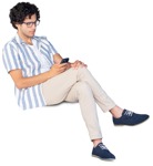 Man with a smartphone sitting photoshop people (13195) | MrCutout.com - miniature