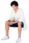 Man with a smartphone sitting people png (13212) - miniature