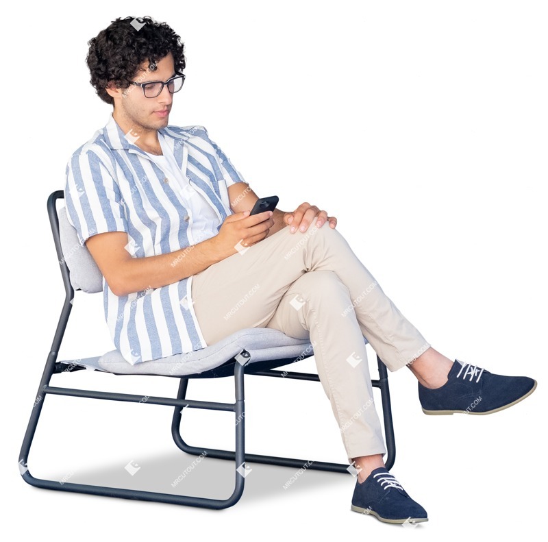 Man with a smartphone sitting people png (14075)