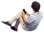 Man with a smartphone sitting human png (13242) - miniature