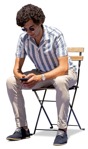 Man with a smartphone sitting human png (13244) - miniature
