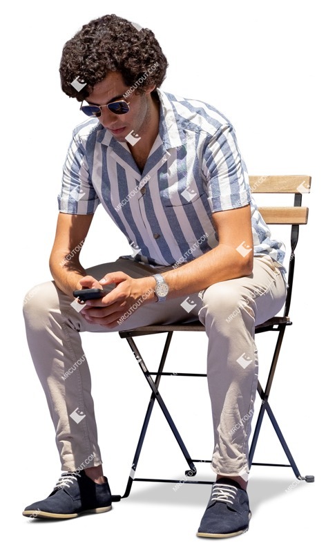 Man with a smartphone sitting human png (13486)