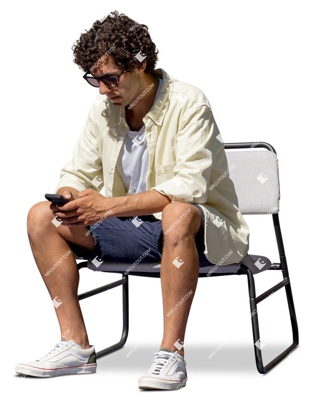 Man with a smartphone sitting cut out people (13945)