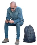 Man with a smartphone sitting png people (13951) - miniature
