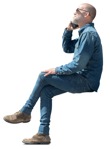 Man with a smartphone sitting png people (13953) - miniature