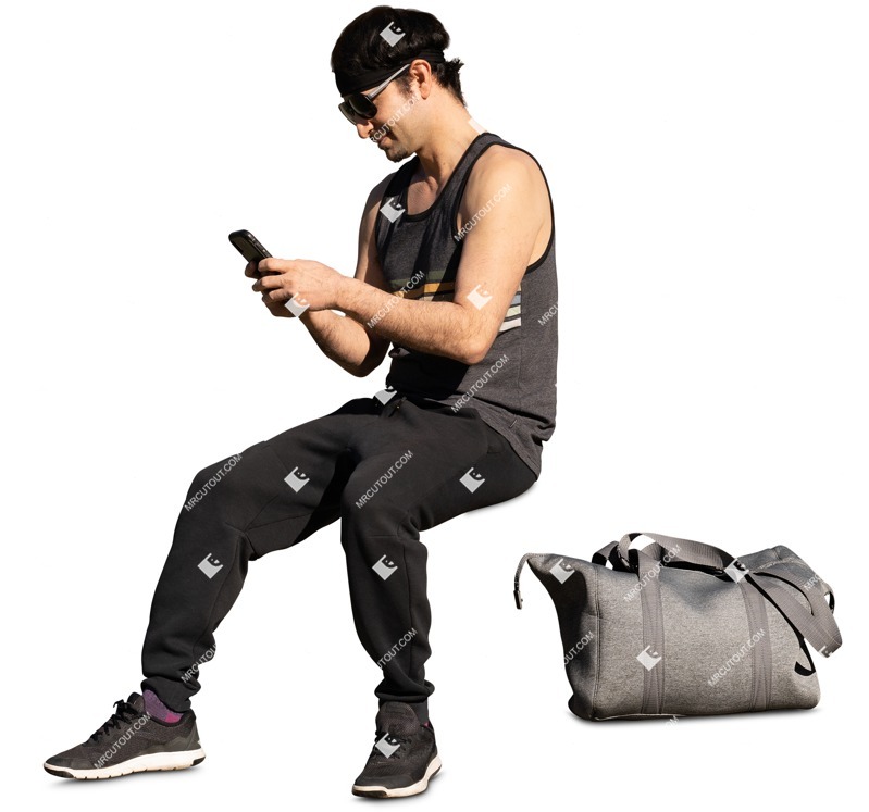 Man with a smartphone sitting people png (13264)
