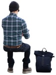 Man with a smartphone sitting human png (15159) - miniature